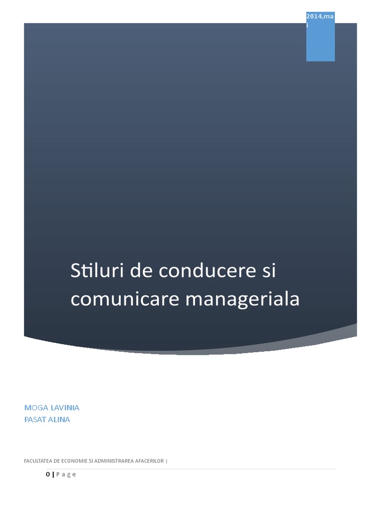 Stiluri de Conducere Si Comunicare Manag | PDF