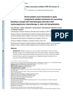 Comparison of Different Platelet Count Thresholds To Guide Tranfusion of Platelets