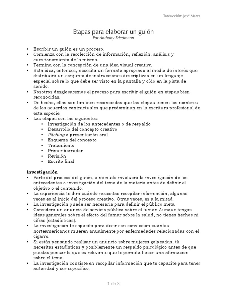 Etapas para Elaborar Un Guion Imagen Información