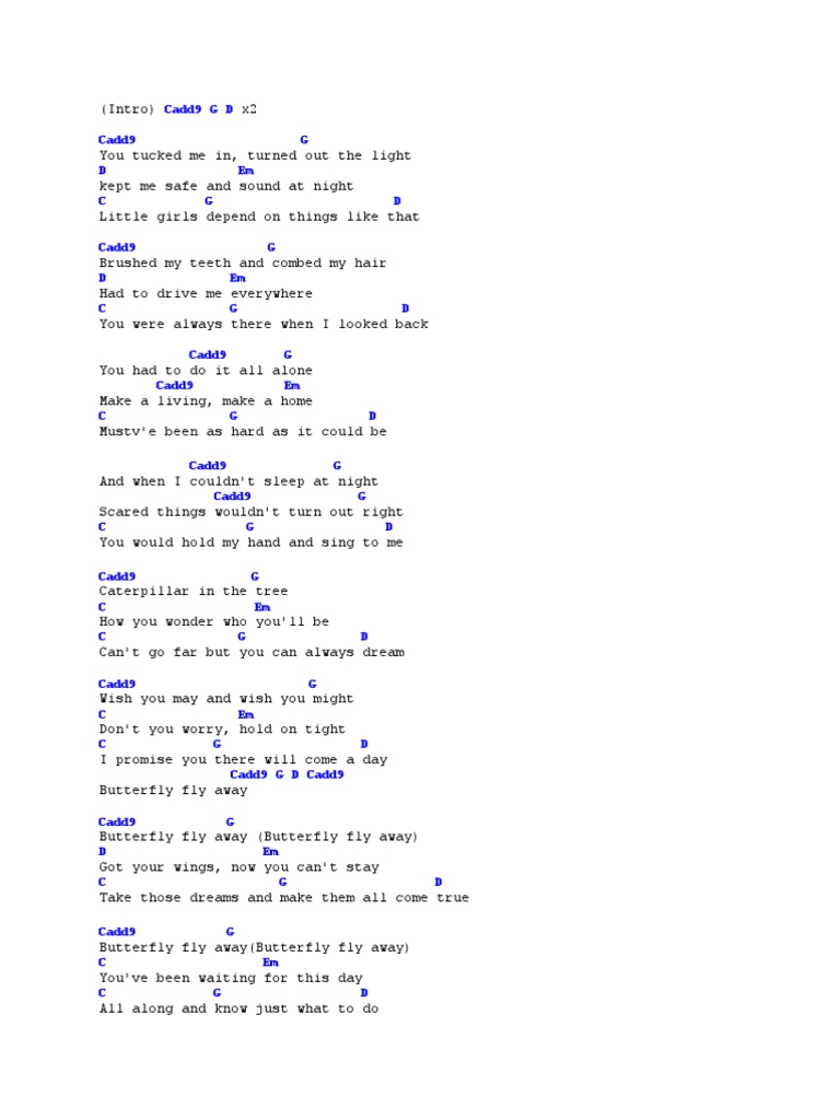 Butterfly Fly Away Guitar PDF