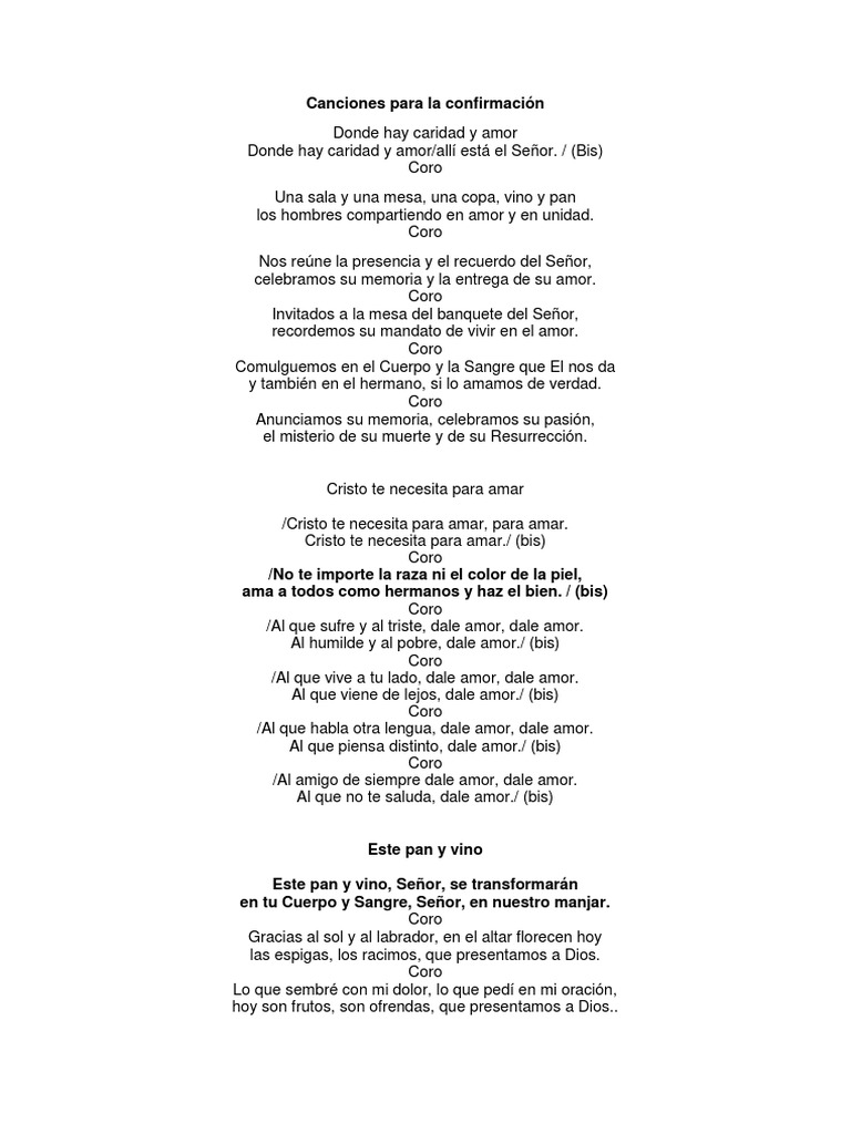 Canciones para La Confirmación | PDF | Amor | Cristo (título)