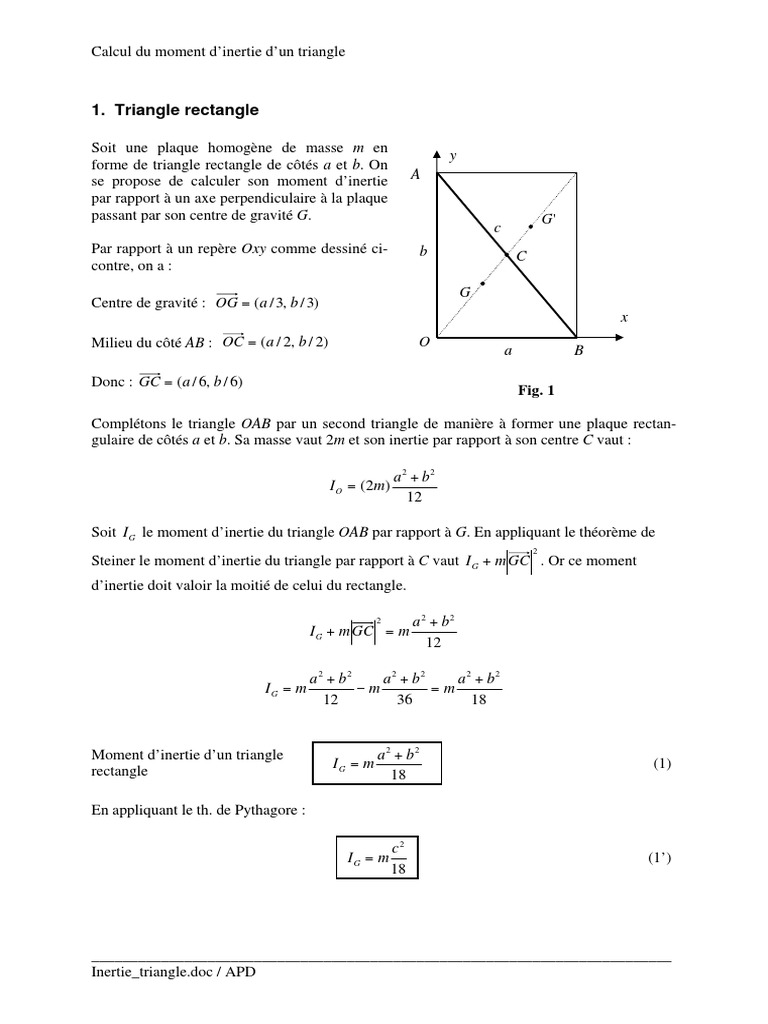 Comment Calculer La Surface D un Triangle Isocèle Inertie Triangle | PDF | Centre d'inertie | Triangle