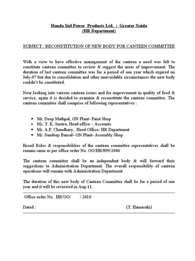 Canteen Committee PDF
