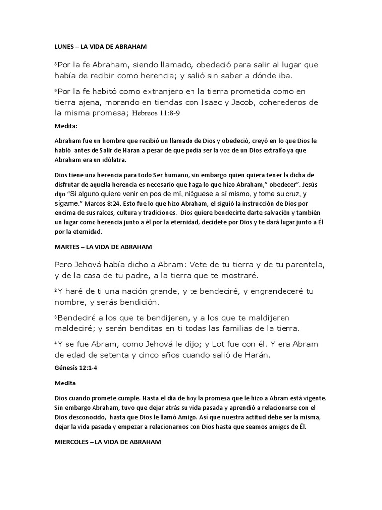 La fe y vida de Abraham en Dios | PDF | Abrahán | Creencia religiosa y ...