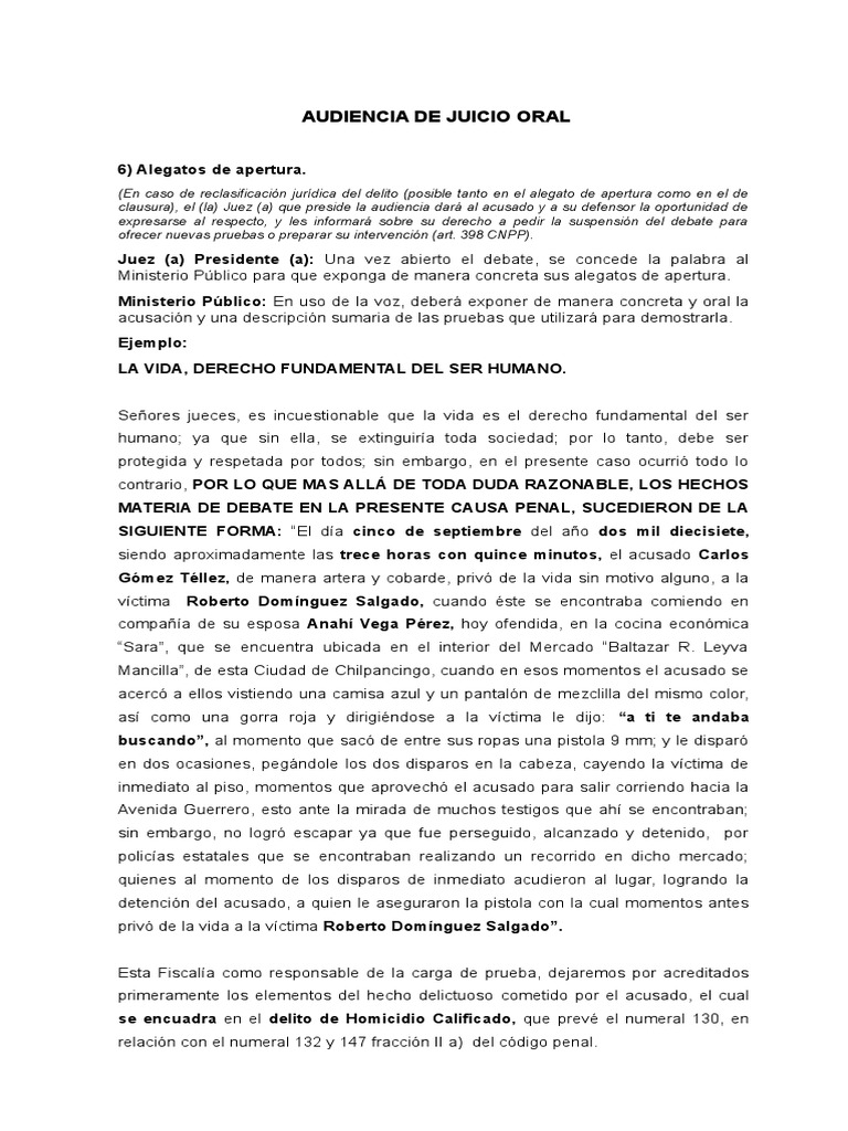 Alegatos de Apertura en Juicio Oral | PDF | Delito | Derecho penal