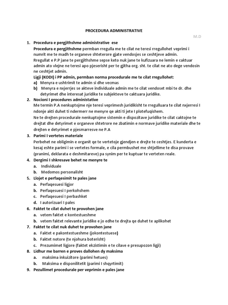 Procedura Administrative Provim | PDF
