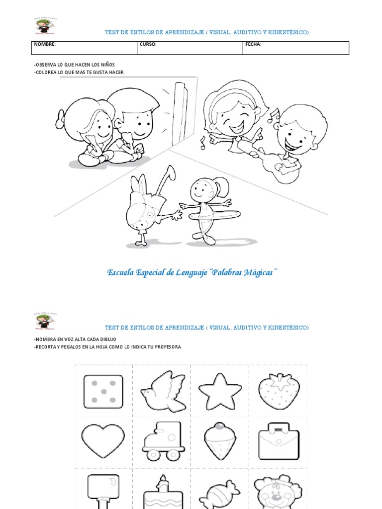 Test de Estilos de Aprendizaje para Niños | PDF | Artes del Lenguaje y ...