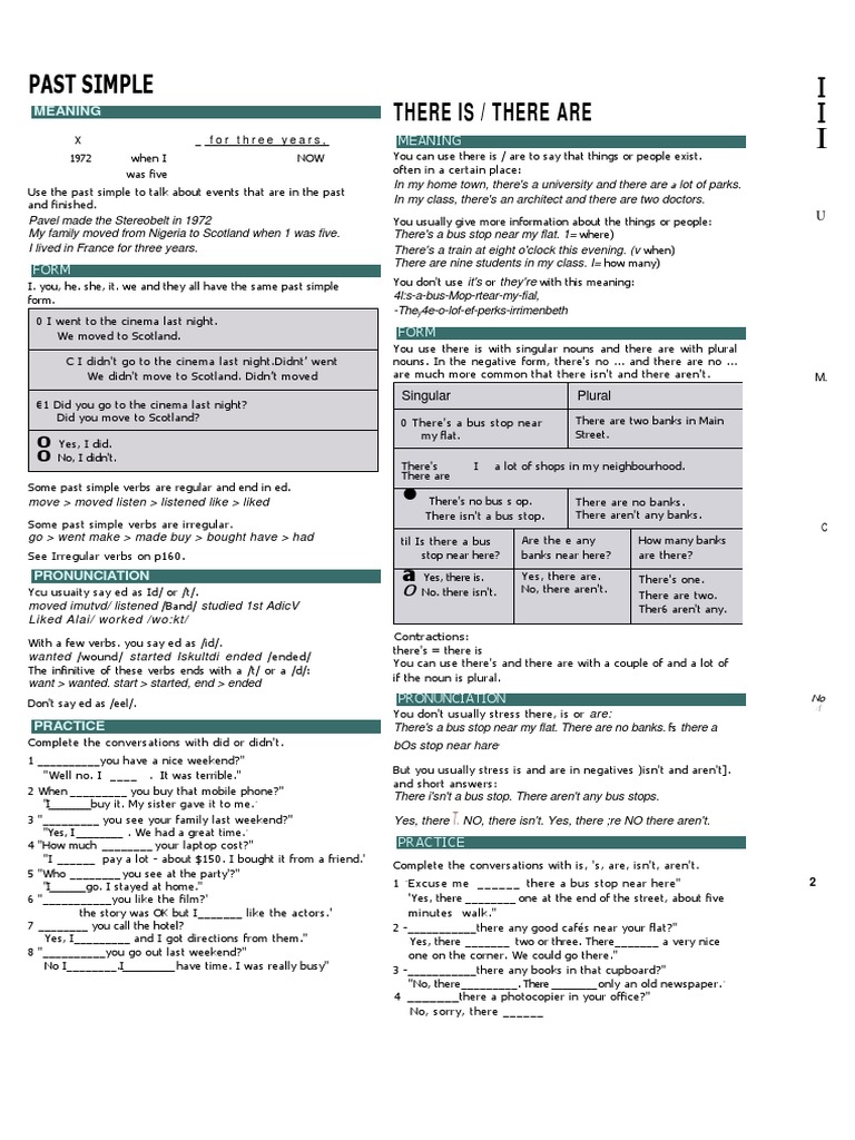 Past Simple There Is There Are Meaning Grammatical Number Plural