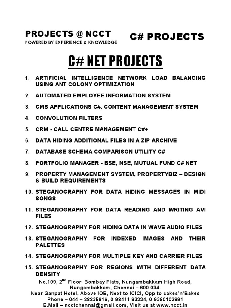 C# Project List by NCCT Chennai | PDF | Computer Network | Enterprise ...