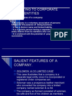 Law Relating To Corporate Business Entities: Salient Features of A Company