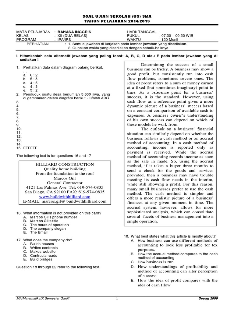 Soal Us Financial Accounting Business
