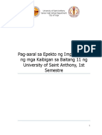 Epekto NG Impluwensya NG Kaibigan Sa Baitang 11 NG University of Saint Anthony (Effect of Influence of Friend in Grade 11 of University of Saint Anthony) Thesis