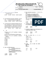 Examen Bimestral Aritmetica 3 Bimestre 5 Sec