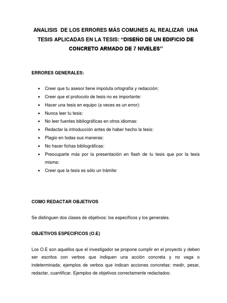 Errores Comunes en Tesis de Construcción | PDF | Fundación (Ingeniería ...