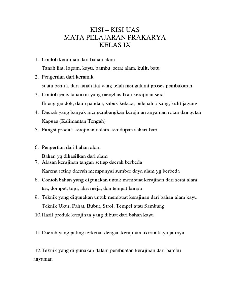 Kisikisiuasmatapelajaranprakaryakedocx