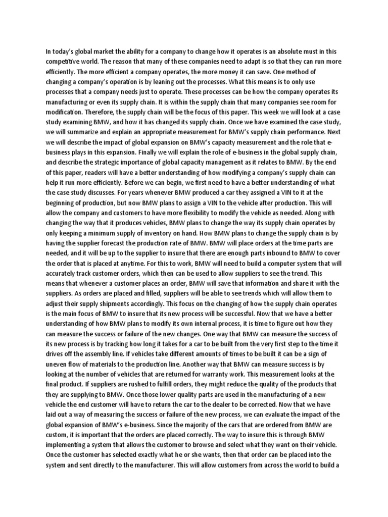 BMW Case | PDF | Supply Chain | Information Technology Management
