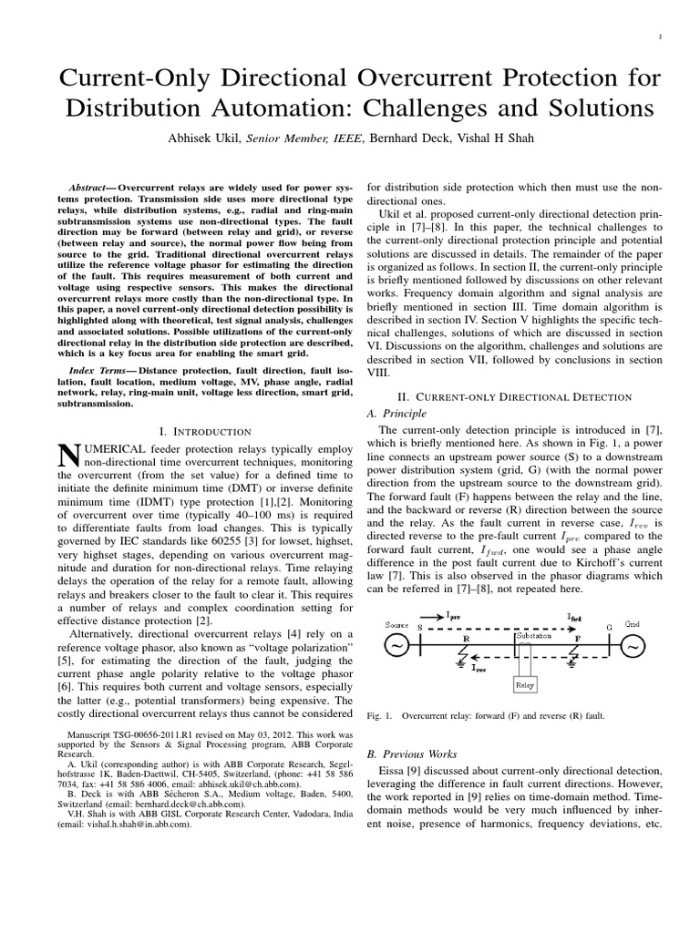 2012 Ukil Directional-Overcurrent Preprint PDF | PDF