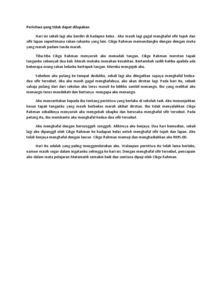karangan peristiwa yang tidak dapat dilupakan