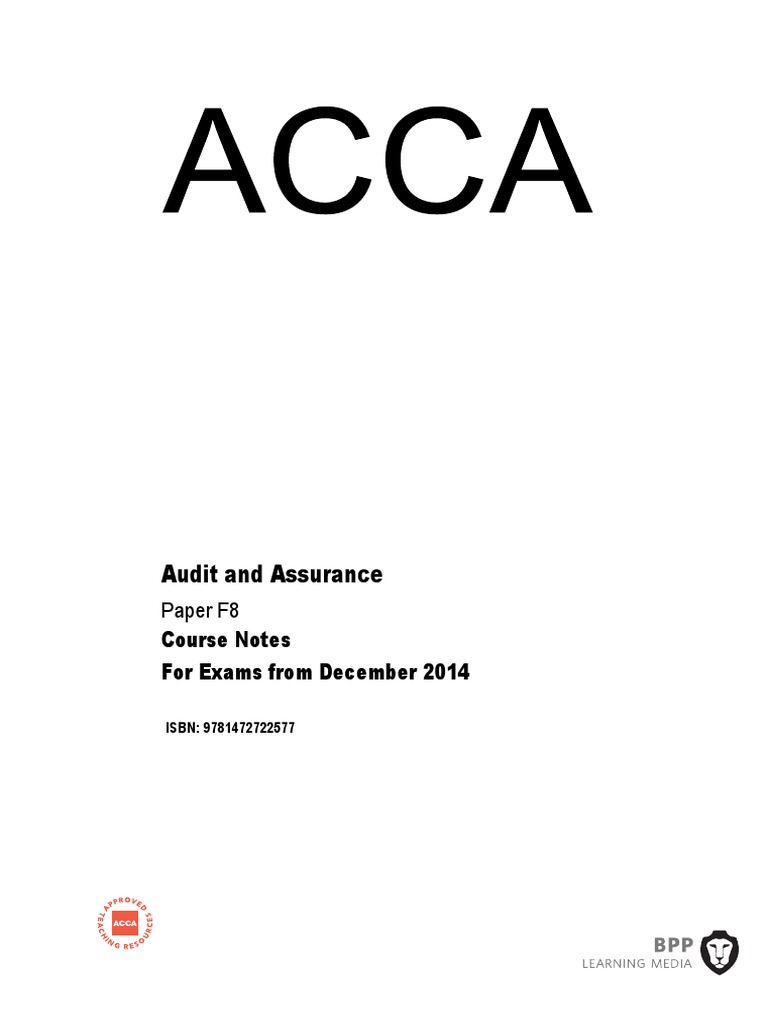 F8 Course Notes Financial Audit Auditor S Report