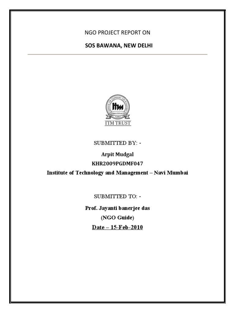 SOS Bawana: NGO Project Overview | PDF | Family | Child Care