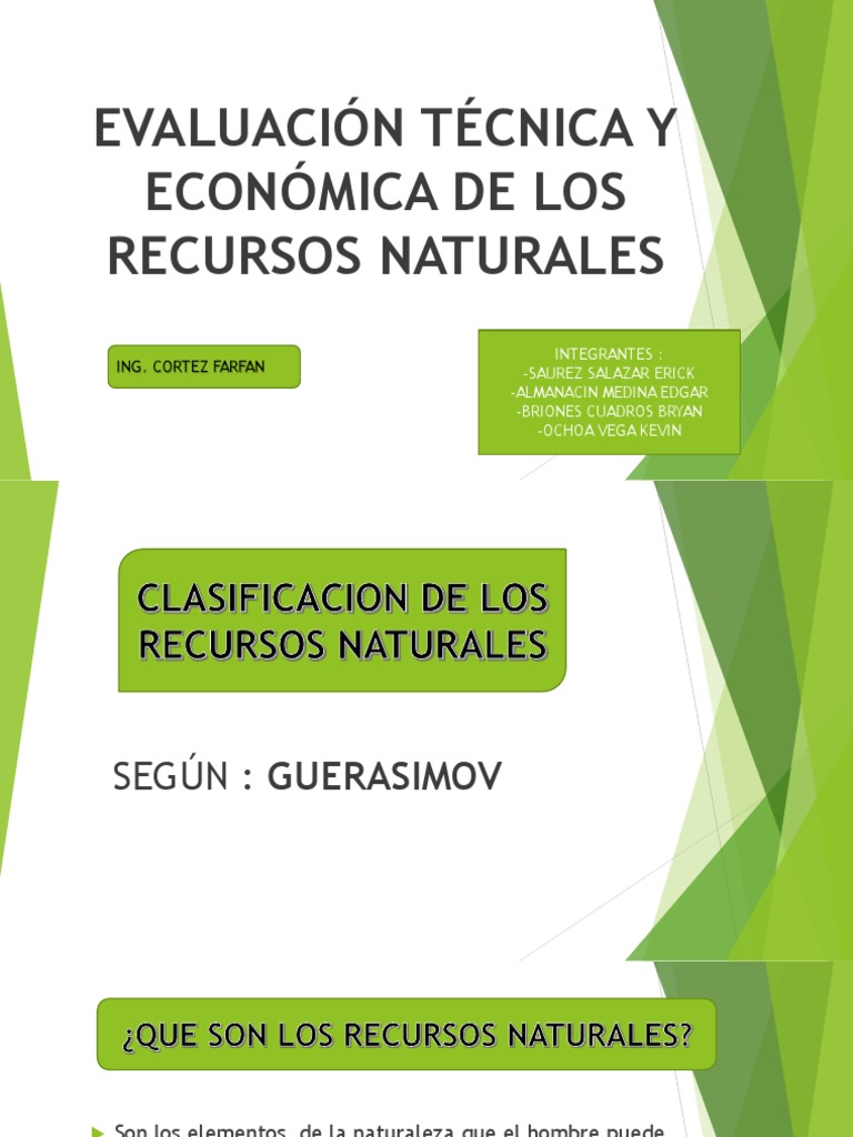 CLASIFICACION DE LOS RECURSOS NATURALES SEGUN GUERSINOV