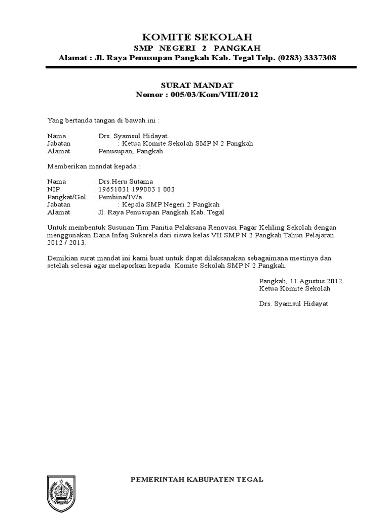 Contoh Surat Pernyataan Komite Sekolah Tatap Muka Surat Pernyataan