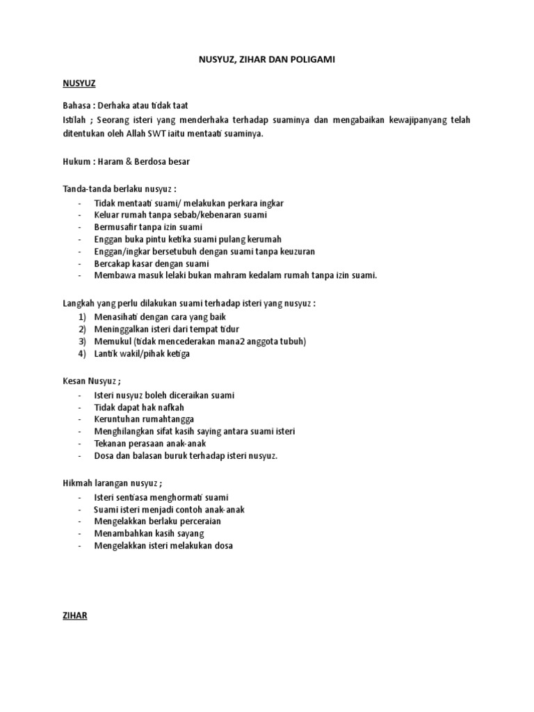Nusyuz Zihar Poligami Pdf