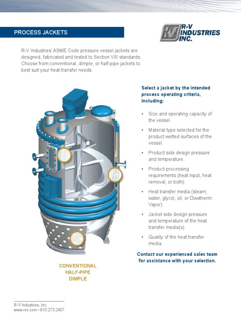 r v Vessel Jacket Types Heat Transfer Steam