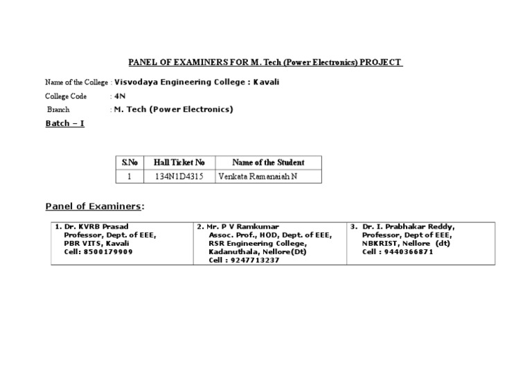 M. Tech Project Exam Panel Details | PDF | Technology & Engineering