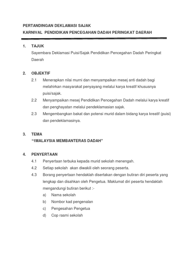 Pertandingan Sajak In English