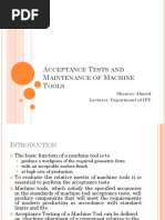 Acceptance Tests and Maintenance of Machine Tools