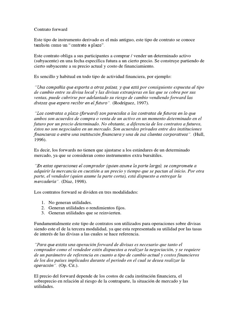 Contratos Forward: Definición y Usos | PDF | Contratos futuros | Precios