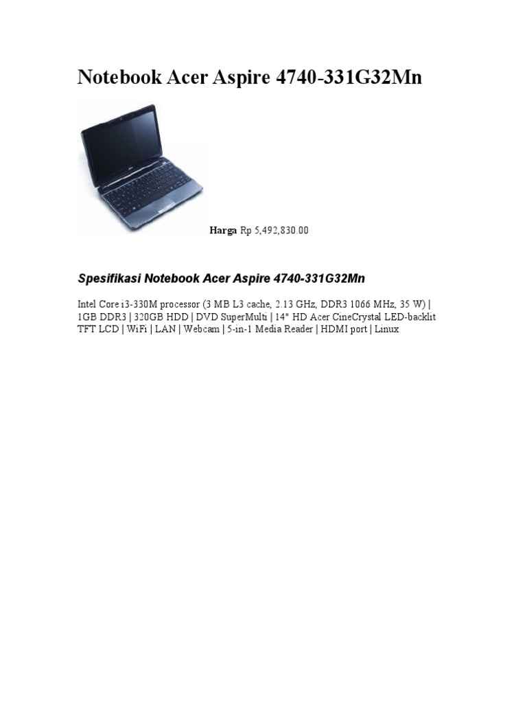 Ordinateur portable Acer Aspire 5740G Grade B
