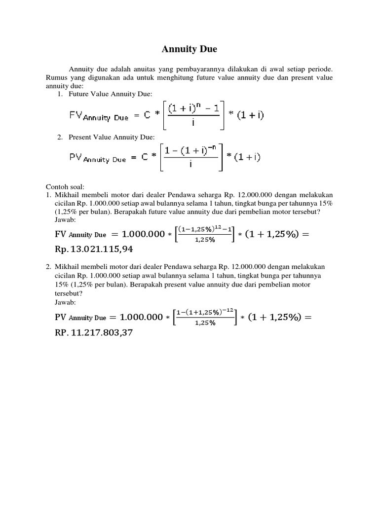 2 Present Value Annuity Due