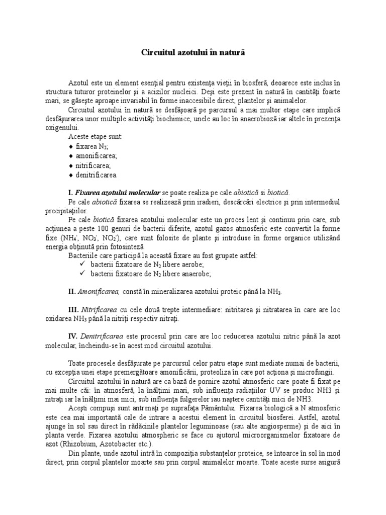 Circuitul Azotului În Natură | PDF
