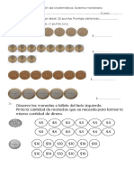 Evaluación de Matemática Sistema Monetario