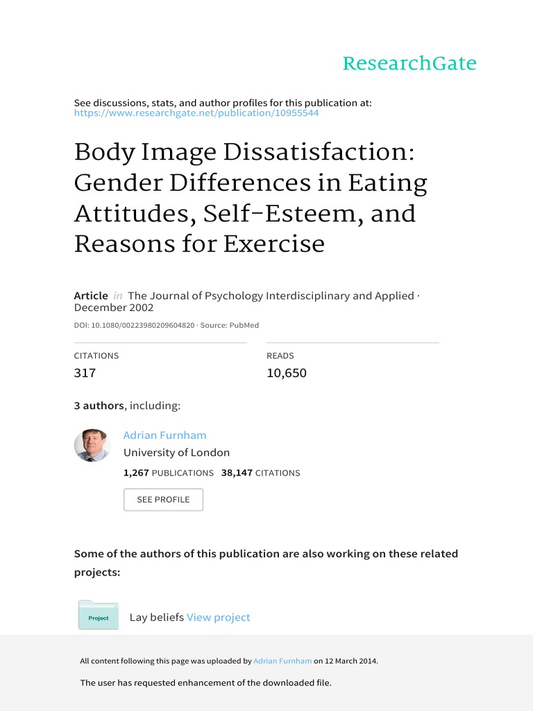 Body Image Dissatisfaction: Gender Differences in Eating Attitudes ...