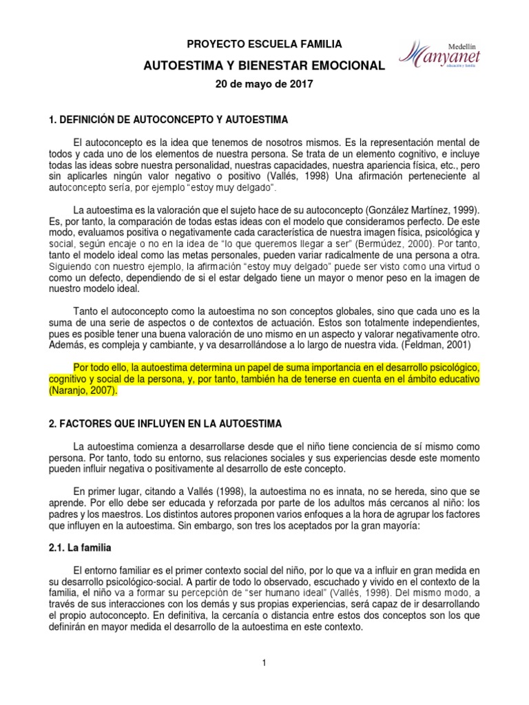 Autoestima y Bienestar Emocional | PDF | Autoestima | Inteligencia ...