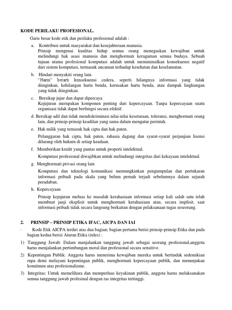 Kode Perilaku Profesional | PDF | Bisnis