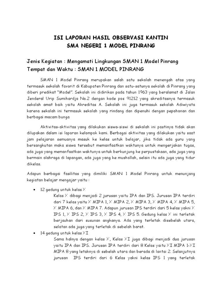 Teks Laporan Hasil Observasi Bahasa Jawa Tentang
