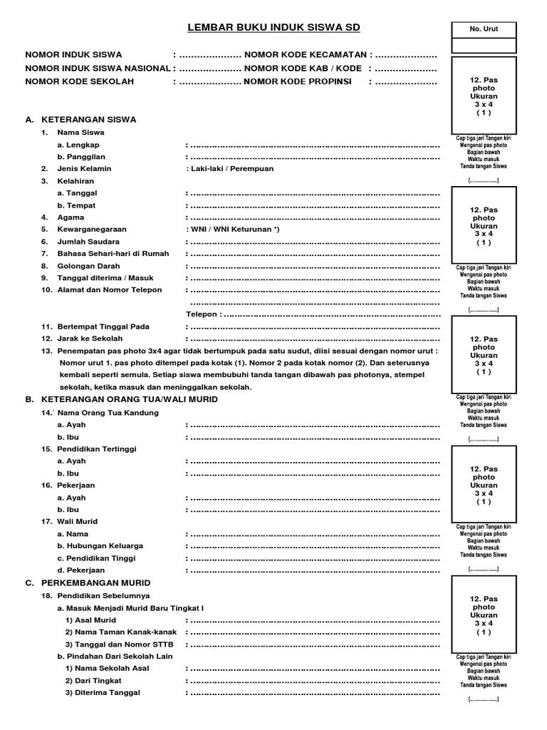 Format Buku Poin Siswa