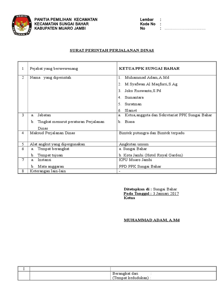 Surat Perintah Perjalanan Dinas Sppd Pdf