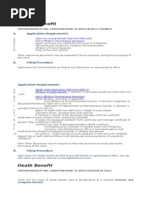 Sss Death Claim Requirements