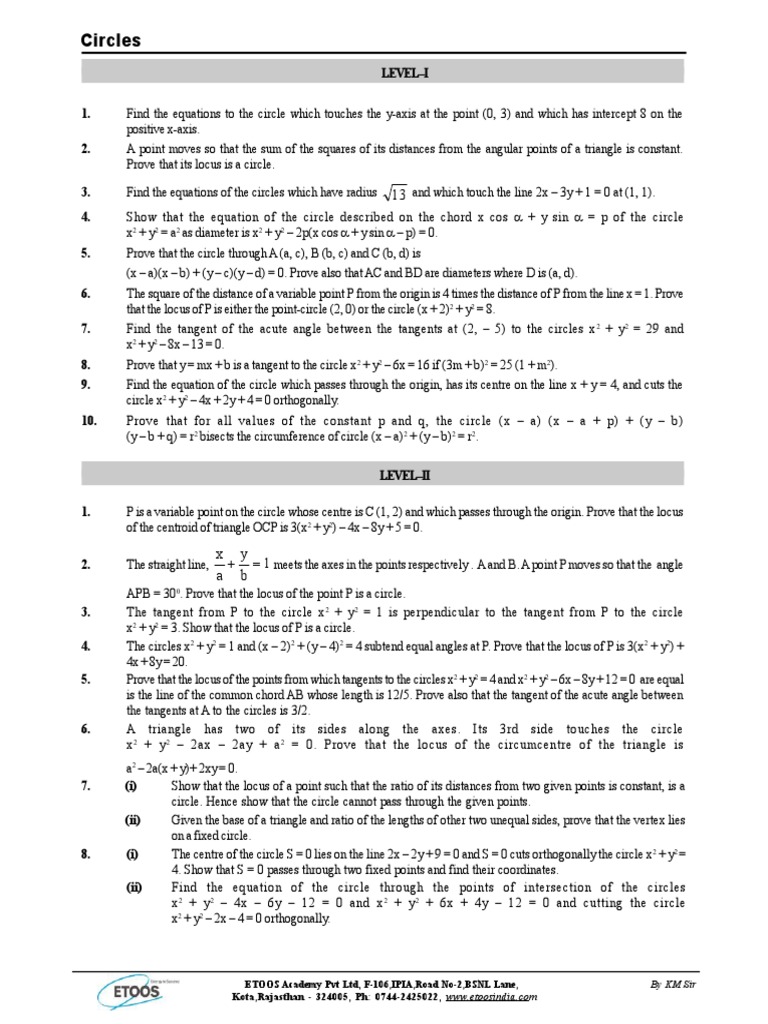 Circles Sheet PDF | PDF | Circle | Perpendicular