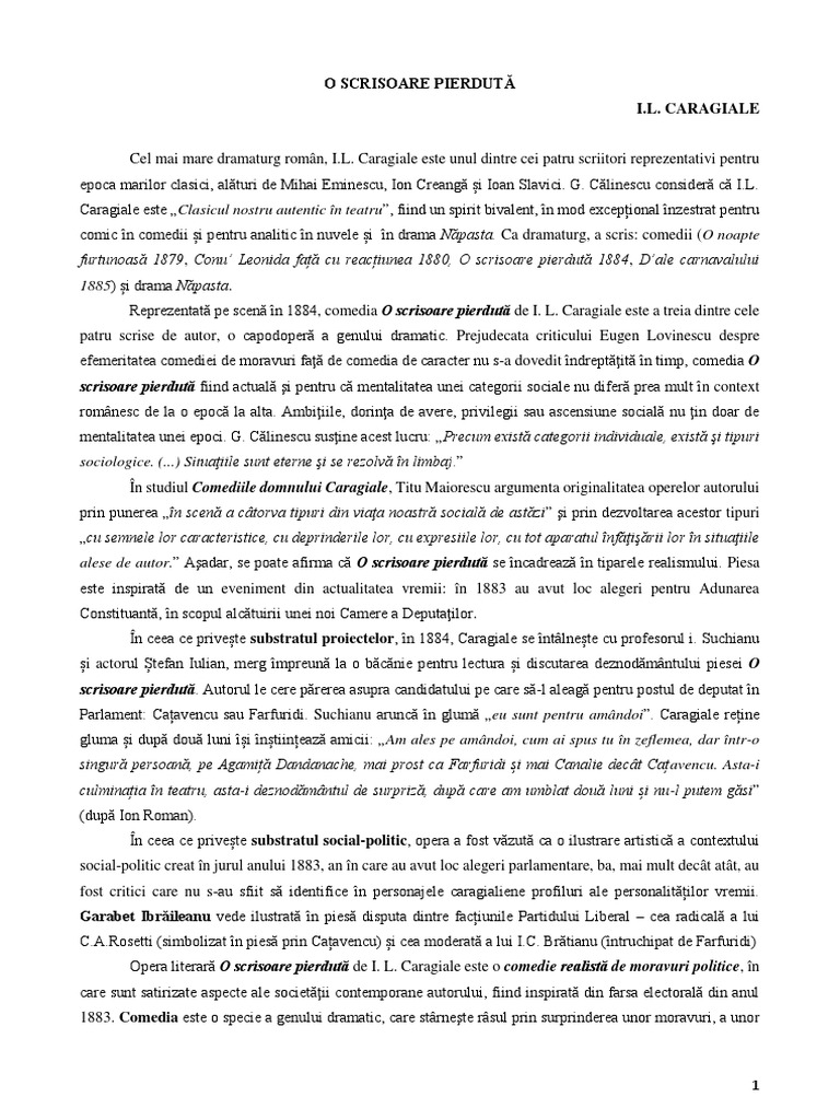 O Scrisoare Pierduta