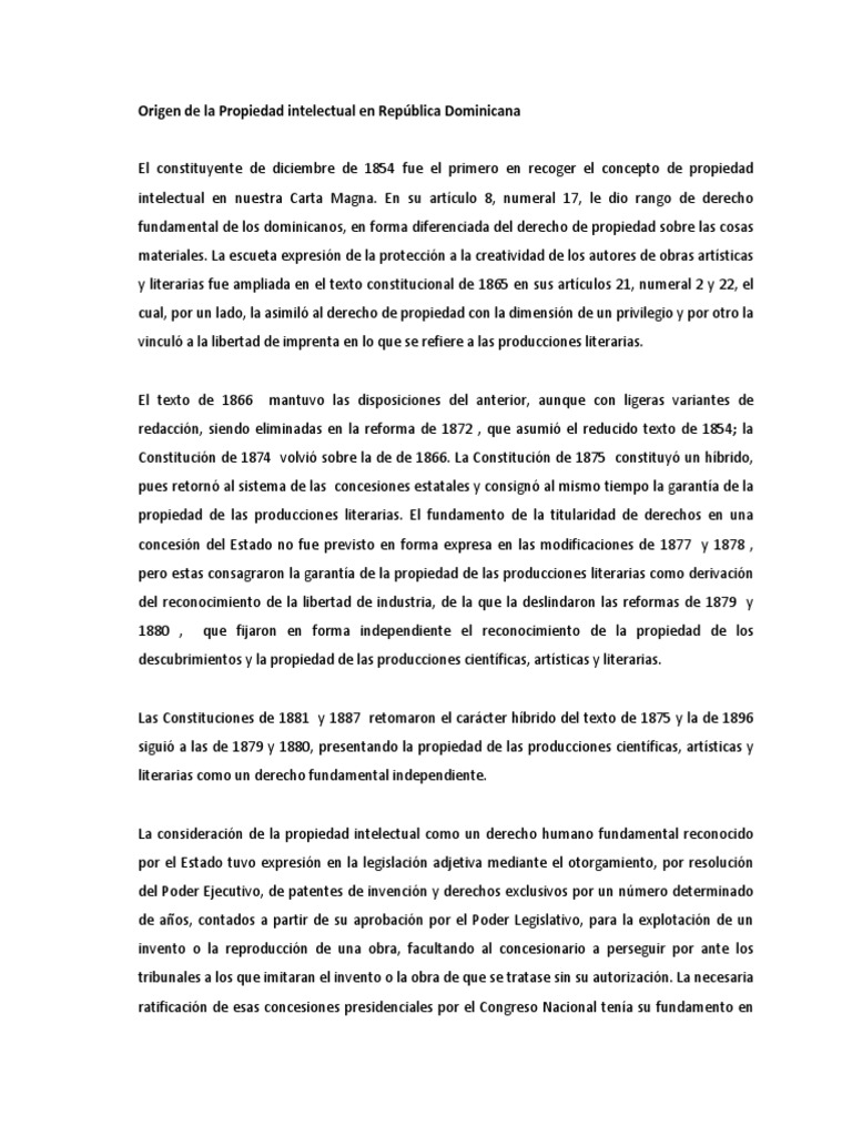 Origen de La Propiedad Intelectual en República Dominicana | PDF ...