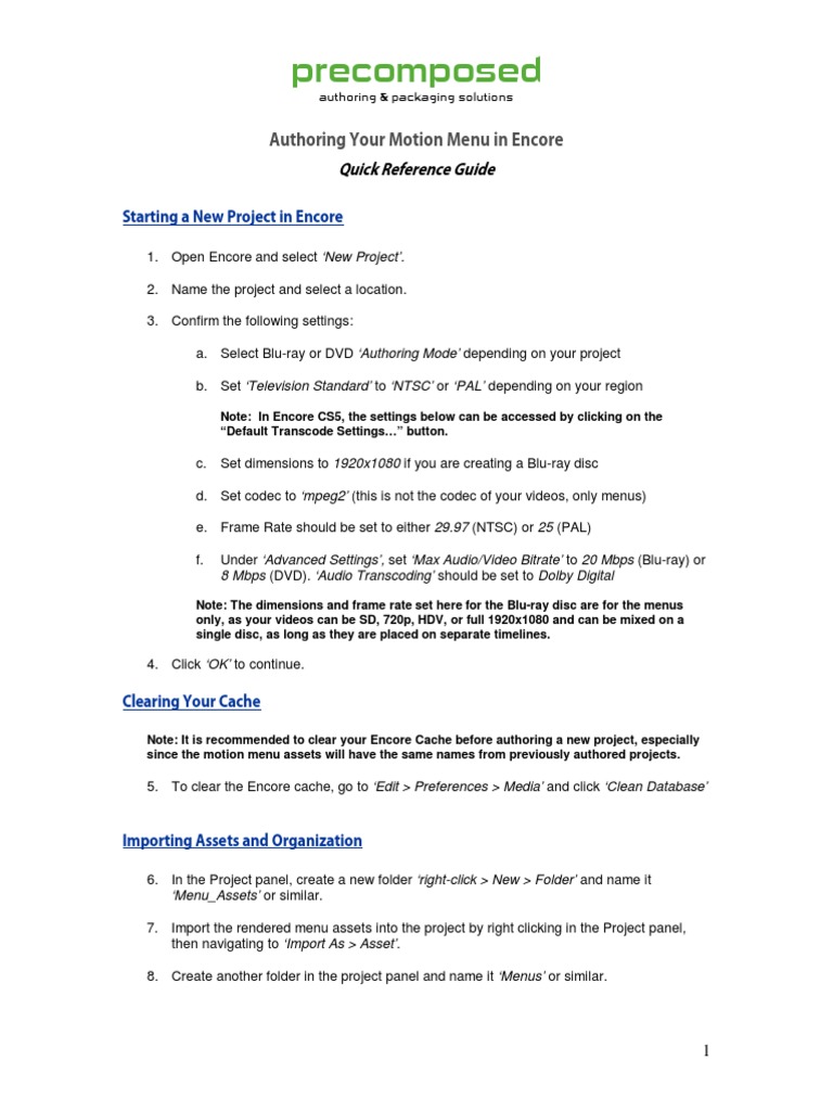 Authoring Motion Menus in Encore | PDF | Menu (Computing) | Blu Ray