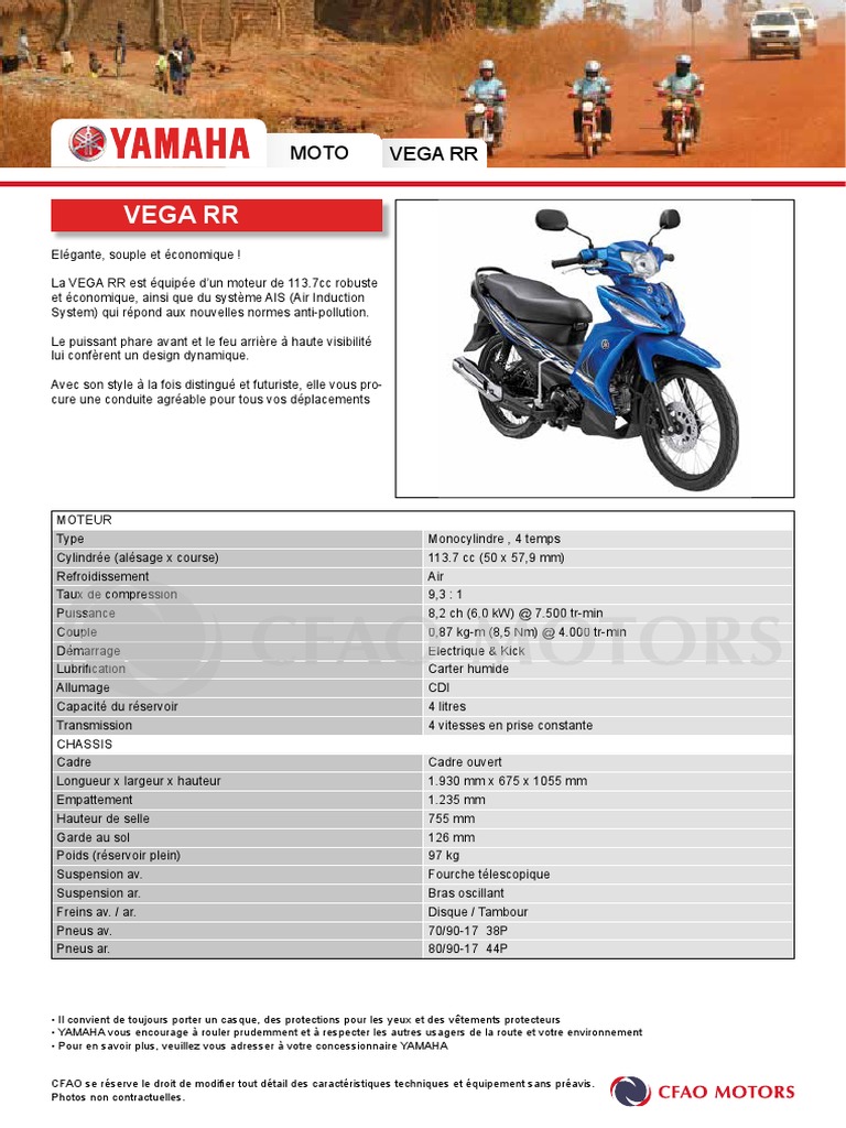 Yamaha Vega RR : Performance et Économie | PDF | Ingénierie des ...
