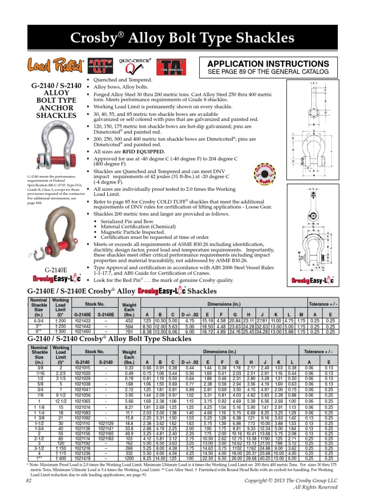 Crosby shackle catalog