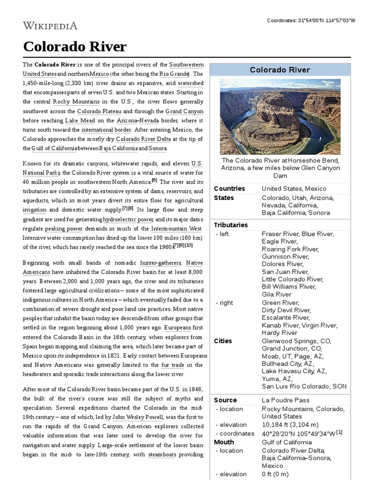 Colorado River Overview & History | PDF | Colorado River | Ancestral ...